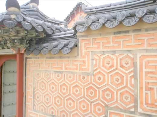 景福宮の素晴らしい模様の花塀写真