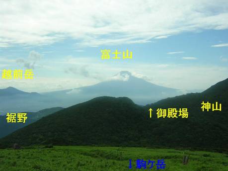 駒ケ岳から富士山方面を望む写真