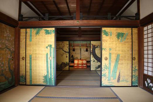 大覚寺正寝殿を飾る桃竹図写真・重要文化財